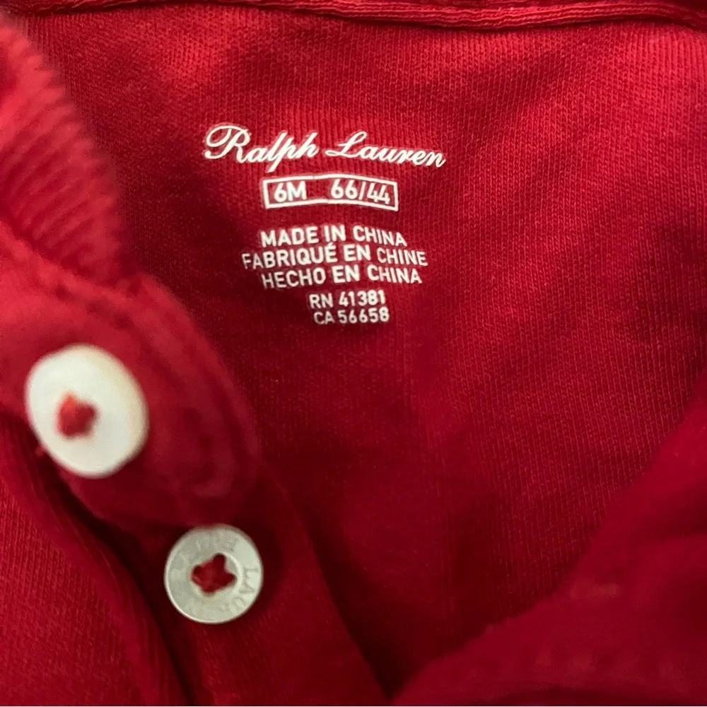 Ralph Lauren Red Footie with Embroidered Teddy Ski